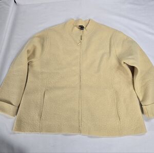 Eileen Fisher Butter Yellow 100% Wool Full Zip Jacket With Pockets XL
